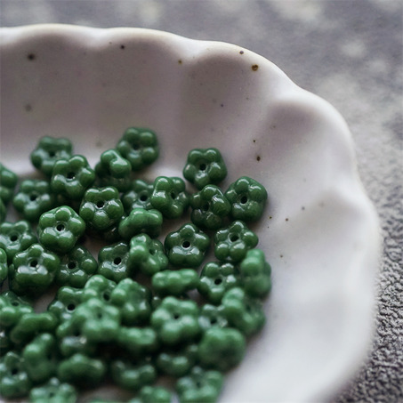 深墨绿~百搭勿忘我小花隔珠捷克玻璃珠琉璃 5mm-3