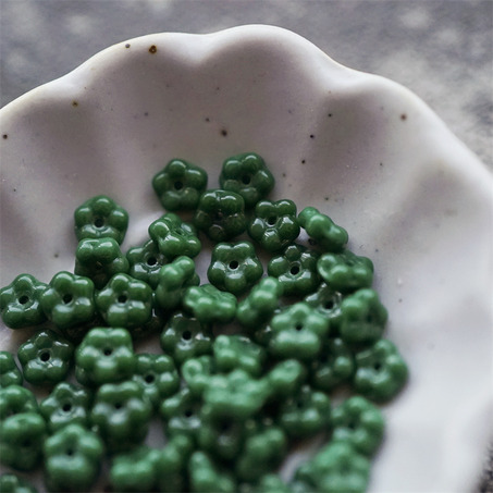 深墨绿~百搭勿忘我小花隔珠捷克玻璃珠琉璃 5mm-4