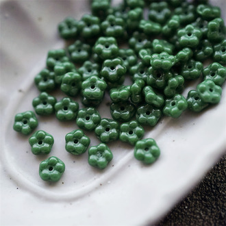 深墨绿~百搭勿忘我小花隔珠捷克玻璃珠琉璃 5mm
