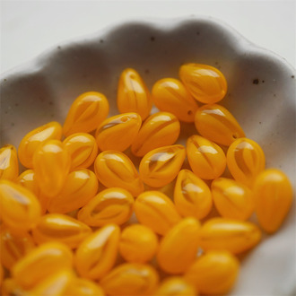 透橘色条纹可爱~常规水滴珠捷克珠玻璃琉璃珠 6X9MM