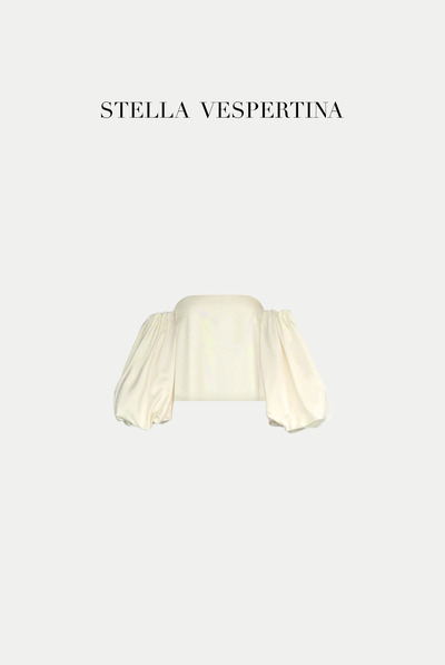 泡泡袖抹胸上衣