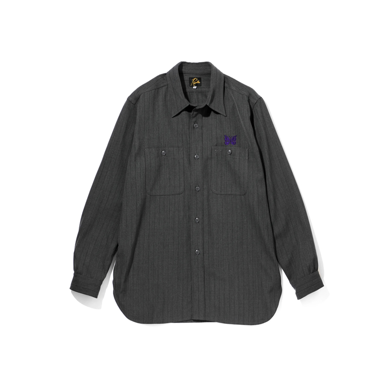 NEEDLES 22AW Work Shirt - W/R Gabadine Twill / Pin Stripe