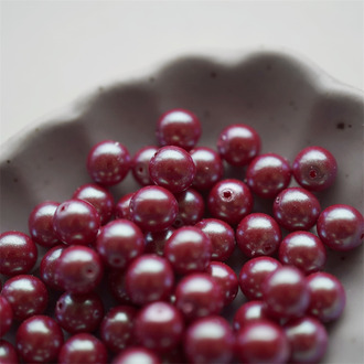 极光圣诞红绝美覆膜偏光~圆珠玻璃琉璃捷克珠 6MM