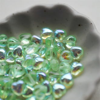 透明水绿幻彩~迷你小爱心可爱捷克珠玻璃琉璃珠 6MM