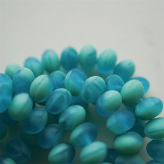 海盐蓝绿色拼色~糖豆扁圆捷克珠玻璃珠琉璃珠算盘珠隔珠 9X6MM