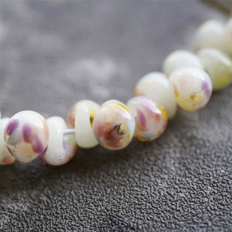 果冻白玉水彩彩绘色~美国产泪珠玻璃珠中号DIY串珠材料 9X10MM