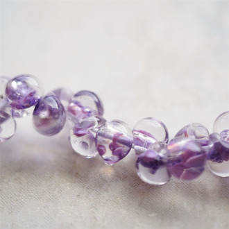 紫粉mix彩绘晕染透明色~美国产泪珠玻璃珠中号DIY串珠材料 9X10MM