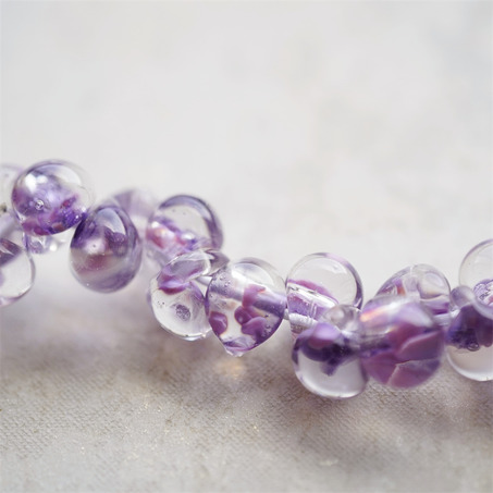 紫粉mix彩绘晕染透明色~美国产泪珠玻璃珠中号DIY串珠材料 9X10MM