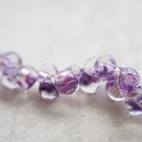紫粉mix彩绘晕染透明色~美国产泪珠玻璃珠中号DIY串珠材料 9X10MM-2