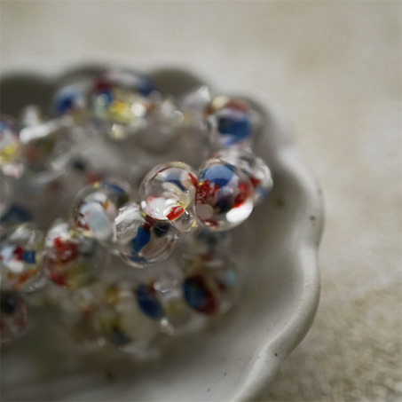 撞色蓝/粉/红透明感彩绘粒~美国产泪珠玻璃珠中号DIY串珠材料 9X10MM-1