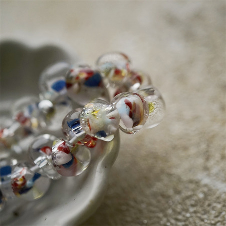 撞色蓝/粉/红透明感彩绘粒~美国产泪珠玻璃珠中号DIY串珠材料 9X10MM