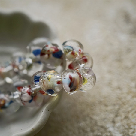 撞色蓝/粉/红透明感彩绘粒~美国产泪珠玻璃珠中号DIY串珠材料 9X10MM-7