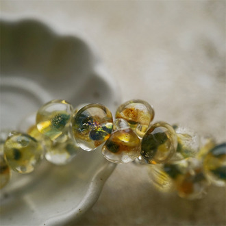 古董琥珀黄色调透感~美国产泪珠玻璃珠中号DIY串珠材料 9X10MM