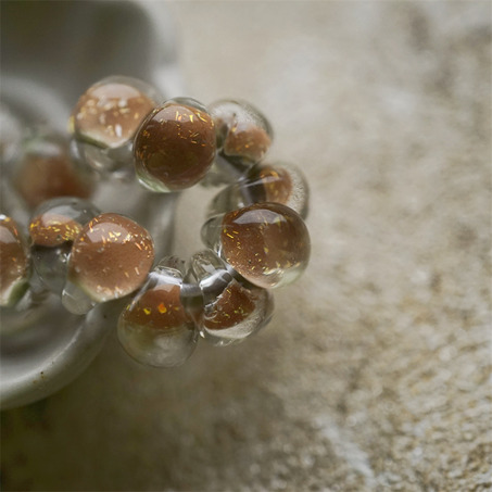 莫兰迪橘棕极光闪微粒~美国产泪珠玻璃珠中号DIY串珠材料 9X10MM