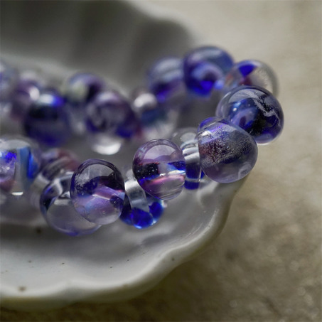 气泡呼吸感深蓝粉撞色配色~美国产泪珠玻璃珠中号DIY串珠材料 9X10MM-1