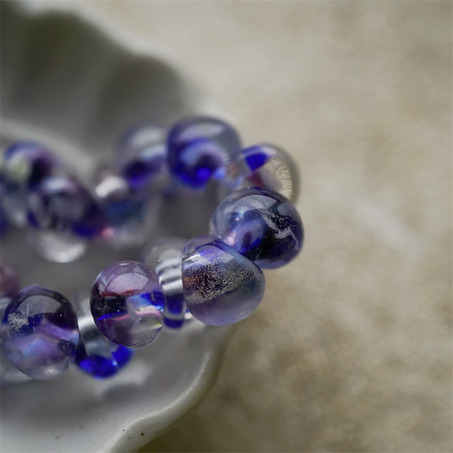 气泡呼吸感深蓝粉撞色配色~美国产泪珠玻璃珠中号DIY串珠材料 9X10MM-2