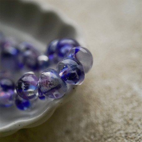 气泡呼吸感深蓝粉撞色配色~美国产泪珠玻璃珠中号DIY串珠材料 9X10MM