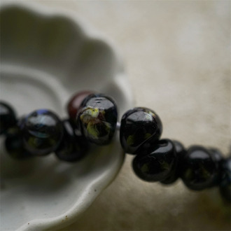 暗调黑红灰色花纹~美国产泪珠玻璃珠中号DIY串珠材料 9X10MM