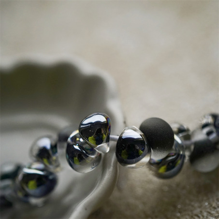质感黑色透明调~美国产泪珠玻璃珠中号DIY串珠材料 9X10MM-3