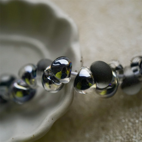 质感黑色透明调~美国产泪珠玻璃珠中号DIY串珠材料 9X10MM-2