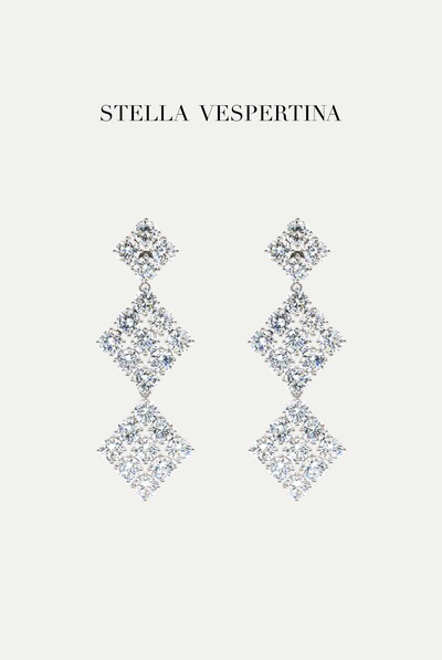 菱形坠饰锆石耳环