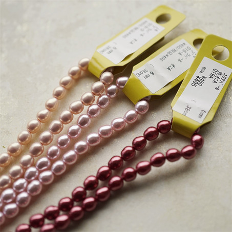 红色粉色光泽异形椭圆珠~日本进口高品质配件树脂珠 6MM 展会限定