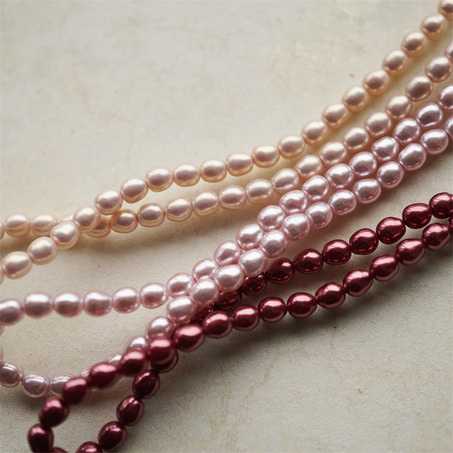 红色粉色光泽异形椭圆珠~日本进口高品质配件树脂珠 6MM 展会限定-3