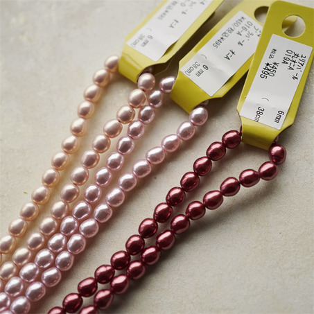 红色粉色光泽异形椭圆珠~日本进口高品质配件树脂珠 6MM 展会限定-2