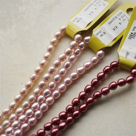 红色粉色光泽异形椭圆珠~日本进口高品质配件树脂珠 6MM 展会限定-4