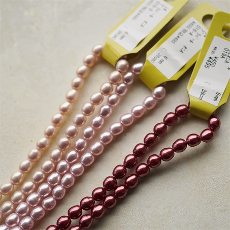红色粉色光泽异形椭圆珠~日本进口高品质配件树脂珠 6MM 展会限定-5