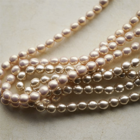 香槟米色粉色光泽异形椭圆珠~日本进口高品质配件树脂珠 8MM 展会限定-2