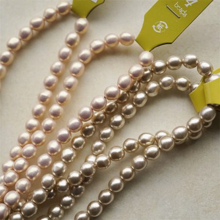 香槟米色粉色光泽异形椭圆珠~日本进口高品质配件树脂珠 8MM 展会限定-4