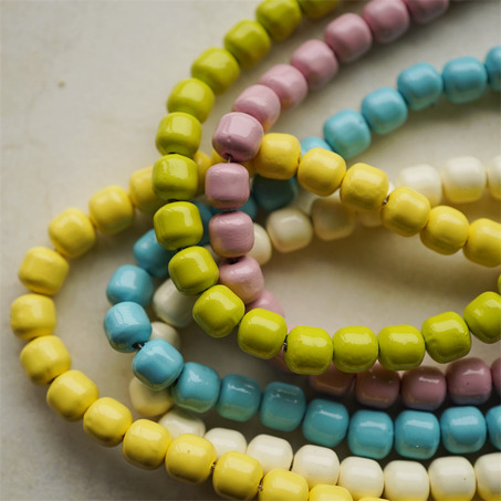 超轻盈彩色纯色小圆柱涂装珠~日本进口高品质配件空心树脂珠 10MM 展会限定
