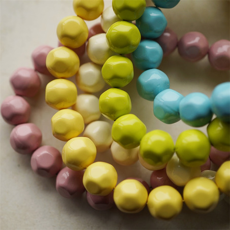 超轻盈彩色纯色多面异形珠中号涂装珠~日本进口高品质配件空心树脂珠 16MM 展会限定