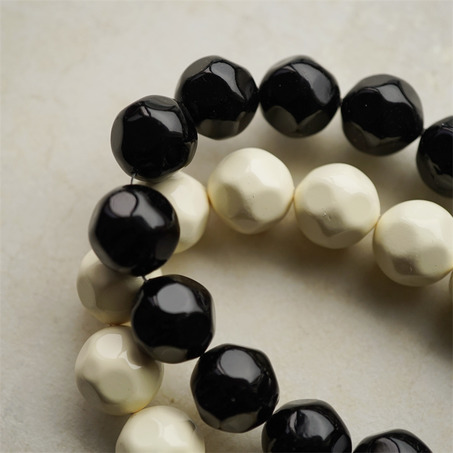 超轻盈黑白多面异形珠大号涂装珠~日本进口高品质配件空心树脂珠 22MM 展会限定-4
