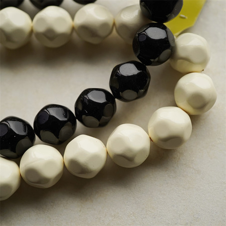 超轻盈黑白多面异形珠大号涂装珠~日本进口高品质配件空心树脂珠 22MM 展会限定-3