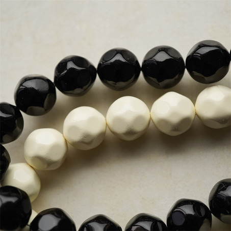 超轻盈黑白多面异形珠大号涂装珠~日本进口高品质配件空心树脂珠 22MM 展会限定-5