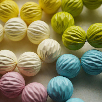 彩色多面波浪条纹可爱夸张涂装珠~日本进口高品质配件空心树脂珠  展会限定