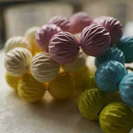 彩色多面波浪条纹可爱夸张涂装珠~日本进口高品质配件空心树脂珠  展会限定-9