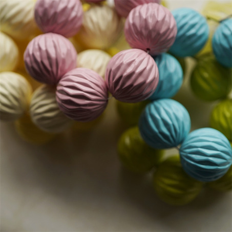 彩色多面波浪条纹可爱夸张涂装珠~日本进口高品质配件空心树脂珠  展会限定-8