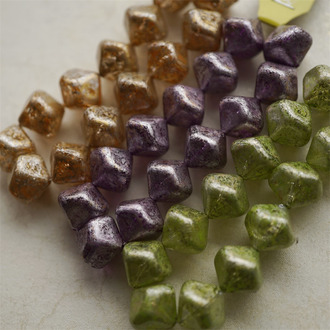 油画工芸风立体菱形珠~日本高品质配件树脂珠 17X18MM