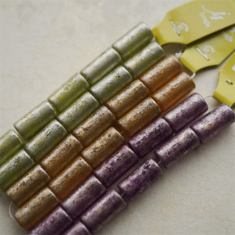 油画工芸风立体圆柱珠~日本高品质配件树脂珠 10X20MM