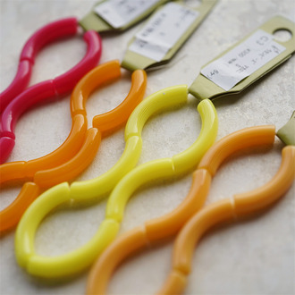 限定多色入！细短弯管纯色~波子泡泡糖系列日本采购品牌配件树脂珠 6X33MM