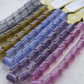 短圆柱质感水染水彩画色~日本高品质树脂珠DIY配件 10X12MM