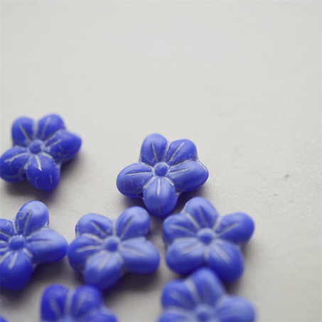 克莱因蓝拼白~捷克珠小花花花朵琉璃珠玻璃珠DIY串珠材料 14MM-2