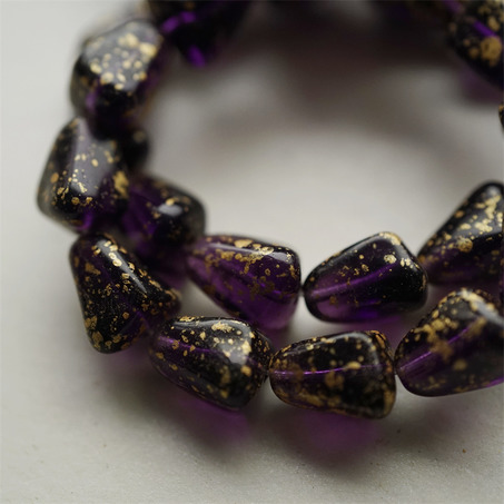 高级紫水晶色烫金~多面异形水滴梨子形捷克珠玻璃琉璃珠 12X10MM