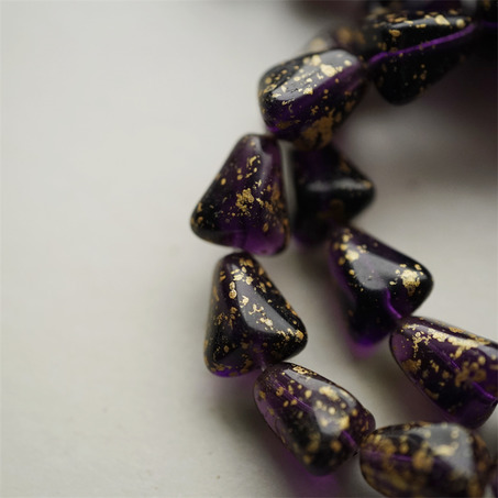 高级紫水晶色烫金~多面异形水滴梨子形捷克珠玻璃琉璃珠 12X10MM-4