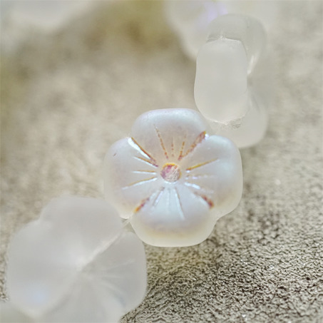 透明月光白幻彩~夸张质感高定四叶花花朵捷克珠玻璃琉璃珠 21MM-5