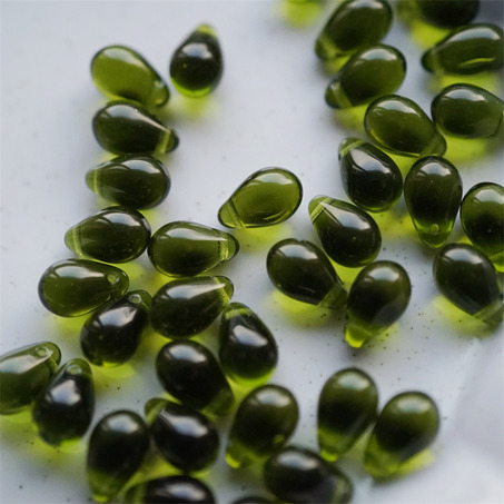 透明橄榄绿色~常规水滴珠捷克珠玻璃琉璃珠 6X9MM-2