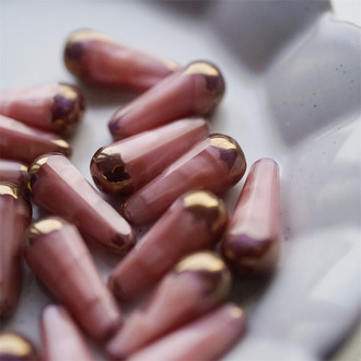 丝绸粉渐变金属光泽~分量感切面大号精致水滴捷克珠玻璃琉璃珠 20X8MM